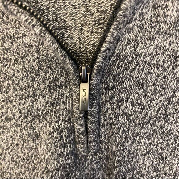 J Crew Supersoft lambswool blend mock neck zip sweater gray heathered marled M - Picture 4 of 11